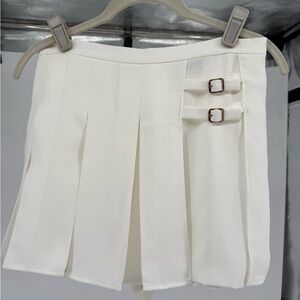 Amanda Uprichard Cream Mini Skirt with Buckle Accents